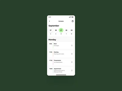 Schedule 071 app calendar concept dailyui design mobile schedule ui