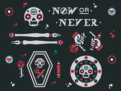 Now or Never - personal brand flash sheet branding flash sheet graphic design logo sheet logos merch skull vector graphics
