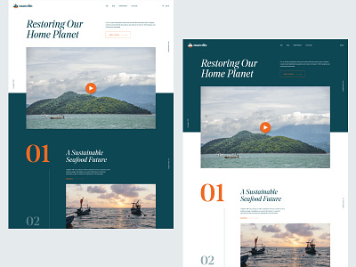 Manolin II UI Concept aquaculture brand branding clean editorial layout modern ocean orange seafood teal typography ui ux uxui web web design website website design white