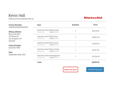 Daily UI 046 046 dailyui dailyui046 dailyuichallenge goodux invoice kitchen ui uidesign uiux ux uxdesign