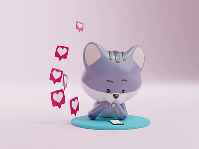 🐱 + 📱 = ❤️ 3d 3d animation 3d illustration 3d kitty cat animation blender branding cat cute design designer resources illustration illustrations kawaii kitty cat library mobile motion graphics resources tutorial