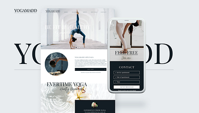 UI Design Yogamadd app blue design lotus meditation mobilefirst naturel ty typography ui userinterface ux water webdesign website white workout yoga yogamat zenn