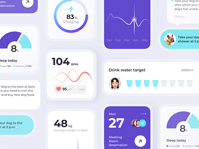 System Widget3 button component controls design health icon meeting purple schedule sleep system to do list ui water widget