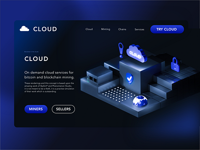 Cloud 3d 3drender blue branding cloud cryptocurrency design logo ui ux web webdesign