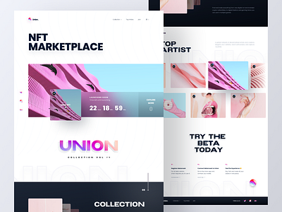 NFT Marktetplace Landing Page blockchain branding clean crypto crypto currency design landing page minimal minimalist nft nft marketplace product design ui ux web web design website