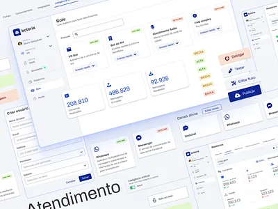 Code7 Módulo Bot blue branding chatbot design ui ux web white
