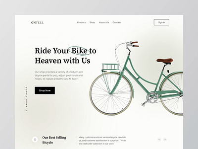 Ontell Landing Page Animation animation animation web animation website app bicycle animation bicycle shop bicycle website clean ui landing page landing page animation motion graphics prototyping prototyping website smooth animation ui ui design web web animation web design website animation
