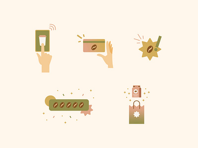 Coffee Rewards Program Illustrations coffee coffee app coffee bean coffee roaster coffee shop design flat illustration gradient design icons illustration illustrator mobile app illustrations spot illustrations ui ui illustrations