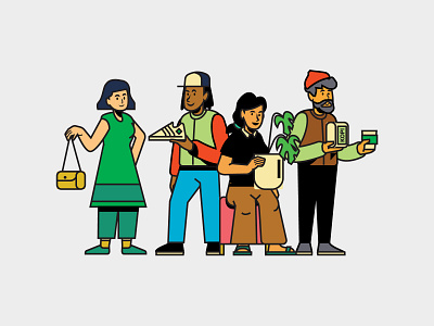 People power application company design digital editorial green hipster icon illustration indonesia man people plant shoe shopping ui vector women
