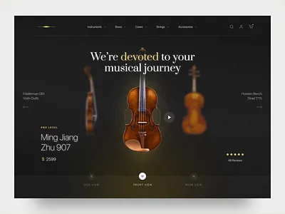 Fiddle Violin Store Animation animation classic clean dark design graphic design interaction landing page modern motion graphics music shop store ui ui animation ux violin web animation web design website