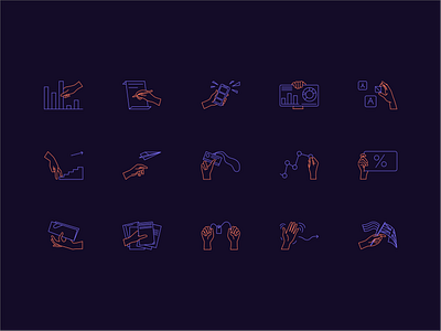 hand icons branding business dark design icons illustration startup support service vector