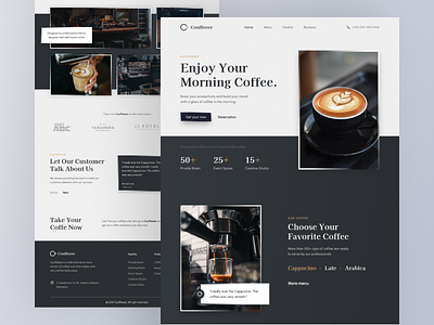 Couffeeee - Coffee Shop and Dessert beverages cafe clean coffee coffee shop design eatery figma food gallery homepage landing page meeting simple studio ui ux website working space