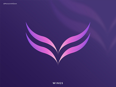 WINGS abstract abstract logo app icon branding design feather logo flat graphic design logo logo design logo design 2021 logo designer logos modern logo mutassim al zeem pictorial mark logo ui vector wings wings logo