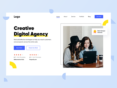 Digital Agency Landing Page Design app app design branding creative banner design agency hero banner illustration ios design landing pages layoutdesign logo modern ui ui design ux ux design