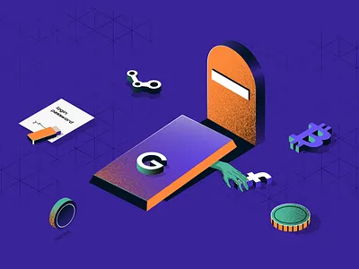 Digital inheritance 2d 3d cryptocurrency design editorial illustration inheritance isometric social network vector