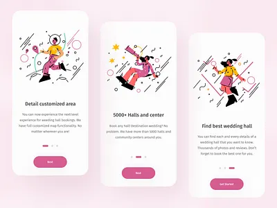 Wedding hall booking app 2021 trend app concept app ui app ux best shots booking app design minimal modern note worthy popular simplicity ui ux ux design wedding hall finder app