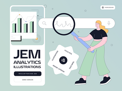 Jem Analytics Illustrations 18design analytical analytical illustration analytics analytics illustration clean clean ui crm find illustration minimalism research research illustration reserching saas search search illustration the18.design ui uidesign