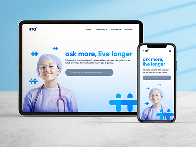 Health Top Questions Home Page Design brand brand and identity brand guideline brand identity branding community doctor app graphic design h logo health health app icon healthcare app home page landing page logo search bar startup ui web design web page