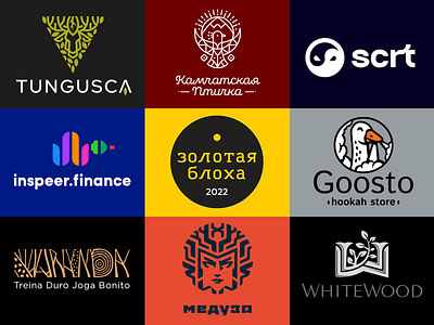 Golden Flea 2022 bird brand branding deer design font golden goose hookah identity leaf letter logo logotype meduza ninja snake volcano white wood