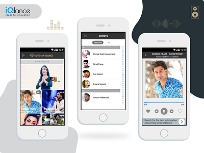 Afghan Smart_Music App | UI/UX | iQlance Solutions android app app design design illustration iphone mobile ui ux web design