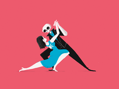 Death Dance 2d calavera cartoon character character design dance editorial illustration ilustration pop pose skull