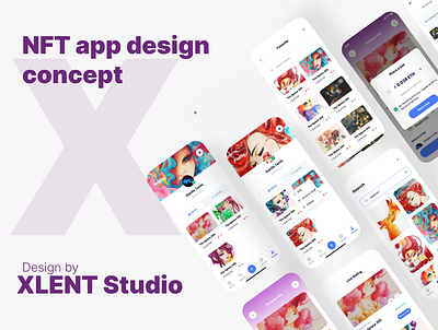 NFT app design concept by XLENT studio ❤️ design graphic design mobile app nft nft app nftapp ui ux