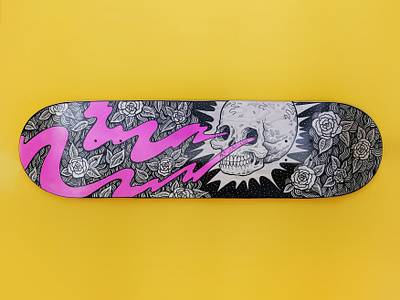 Designer Con! art deck design drawing floral hand drawn illustration ink posca skate skate deck skateboard skull skulls