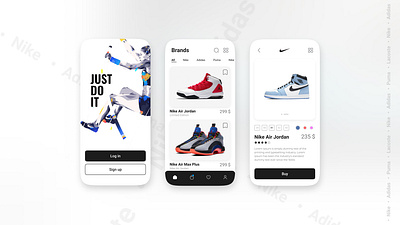 "SNEAKER" shoes mobile app. app design minimal ui ux web website