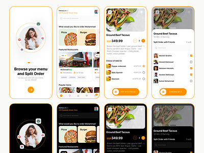 Food app concept 😋 with Dark mode dark mode food food app food dark mode food mobile app food onboarding friend onboarding share