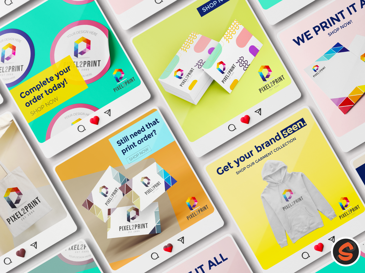 Pixel2Print social ads by Superfly Marketing on Dribbble