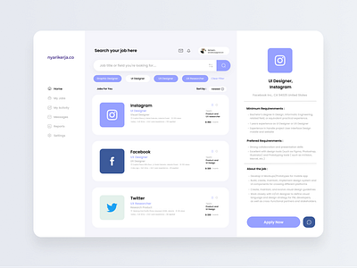 Dashboard web nyarikerja.co dashboardweb dashboardwebdesign design designjam dribbbleindonesia illustration jobseekerweb searchjobweb uidesign uiux userinterfacedesign uxdesign webdesign