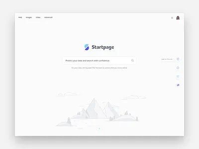 Startpage Search Concept branding design homepage illustration landing page logo minimalist search ui ux website