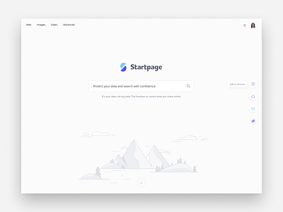 Startpage Search Concept branding design homepage illustration landing page logo minimalist search ui ux website