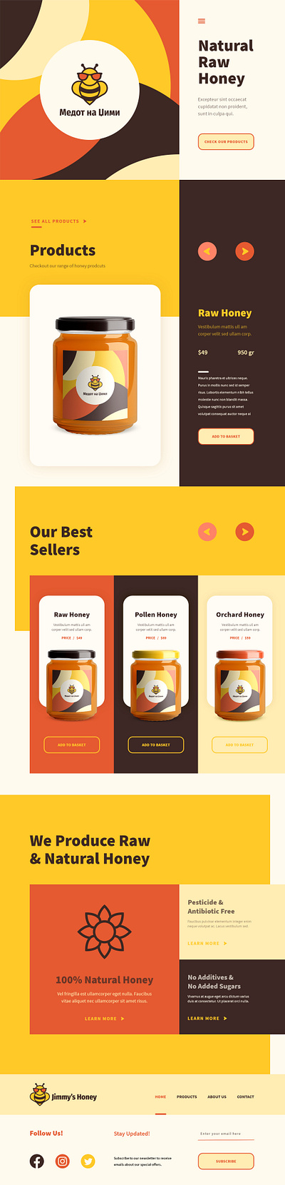 Honey Website Design, Branding & Package Design bees brand identity branding cards color palette honey minimalist modern design natural warm colors web design web shop