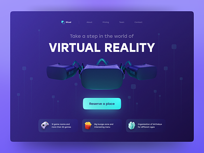 VR Club concept page 3d animation blender concept design digital future games graphic design helmet metaverse motion graphics particles purple typography ui ux virtual reality vr web 3.0