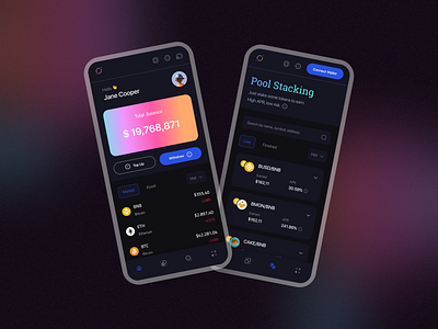 PlanetCrypton - The Best Stacking Crypto App app blockchain crypto cryptocurrency dark landing page mobile design trade ui ux web design