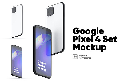 Google Pixel 4 Set Mockups abstract clean device display google pixel 4 laptop mac macbook mockup phone phone mockup presentation realistic simple smartphone theme ui ux web webpage