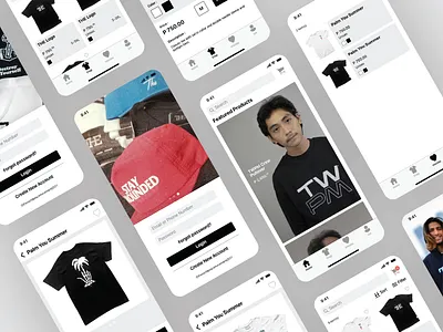 Mobile Mockup for my Favorite Local Clothing Line Part2 app art brand branding clean clothing clothing line design flat logo screenshots shots ui ux