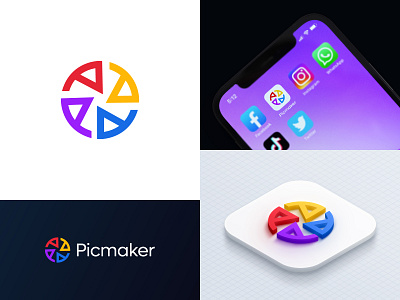 Photo editor app icon logo design abstract logo app icon app logo brand identity brandmark colorful logo icon logo iconmark logomark photo editor logo