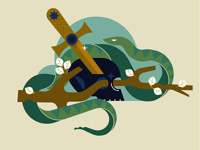 Sword and Snake design flat illustration illustrator serpent skull snake sword vector