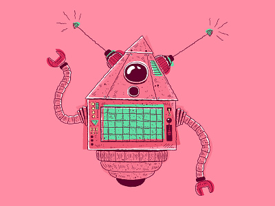 GET-778M adobe photoshop character design cute digitalart illustration illustration art illustrationartists pink robot wacom