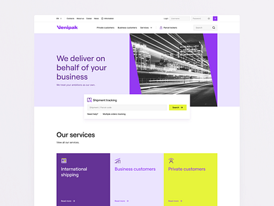 Venipak website redesign branding color design desktop dpd flat landing page logo minimal mobile omniva parcel redesign tracking ui ui design ux ux design venipak web