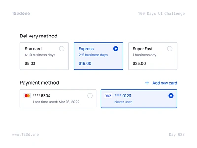 Day 023 — Radio Buttons | 100 days UI challenge 123done design design kit design system interface radio button radio buttons radiobutton radiobuttons ui ui kit universal design system (web)