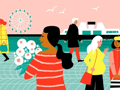 Market Square city city life cityscape digital illustration finland helsinki illustration lifestyle market nordic people