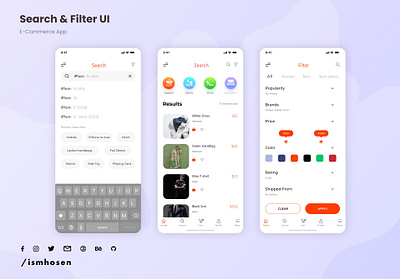 E-Commerce Search & Filter App UI advance ui android app ecom app ecommerce filter ui ios app ism ismhosen mobile application search filter search ui ui uiux