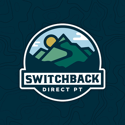 Switchback DPT Logo & Brand backpacking butcher font clouds hiker mountain brand mountain logo outdoors outdoorsy physical therapy pt sunset switchback