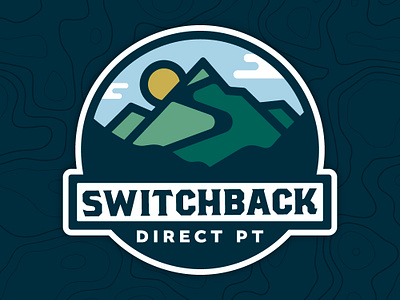 Switchback DPT Logo & Brand backpacking butcher font clouds hiker mountain brand mountain logo outdoors outdoorsy physical therapy pt sunset switchback