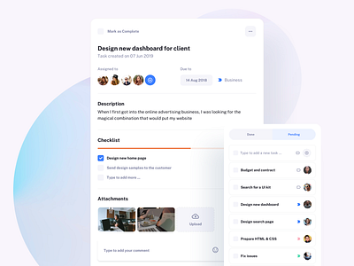 Task Details - IODash Multipurpose UI Kit admin agile app asana dashboard design desk graphic design jira kanban management productivity project saas task ui ui kit ux