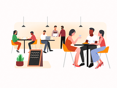 Together - Illustration for CallUP bangalore bar beverages cafe character character illustration coffee bar coffeeshop dating couple digital art digitalart drinks eatery fun illustration meet restaurant tea together wineshop