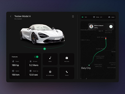 Car Detail Dashboard UI buy car dashboard download electric features kit map mobile modern product ui website